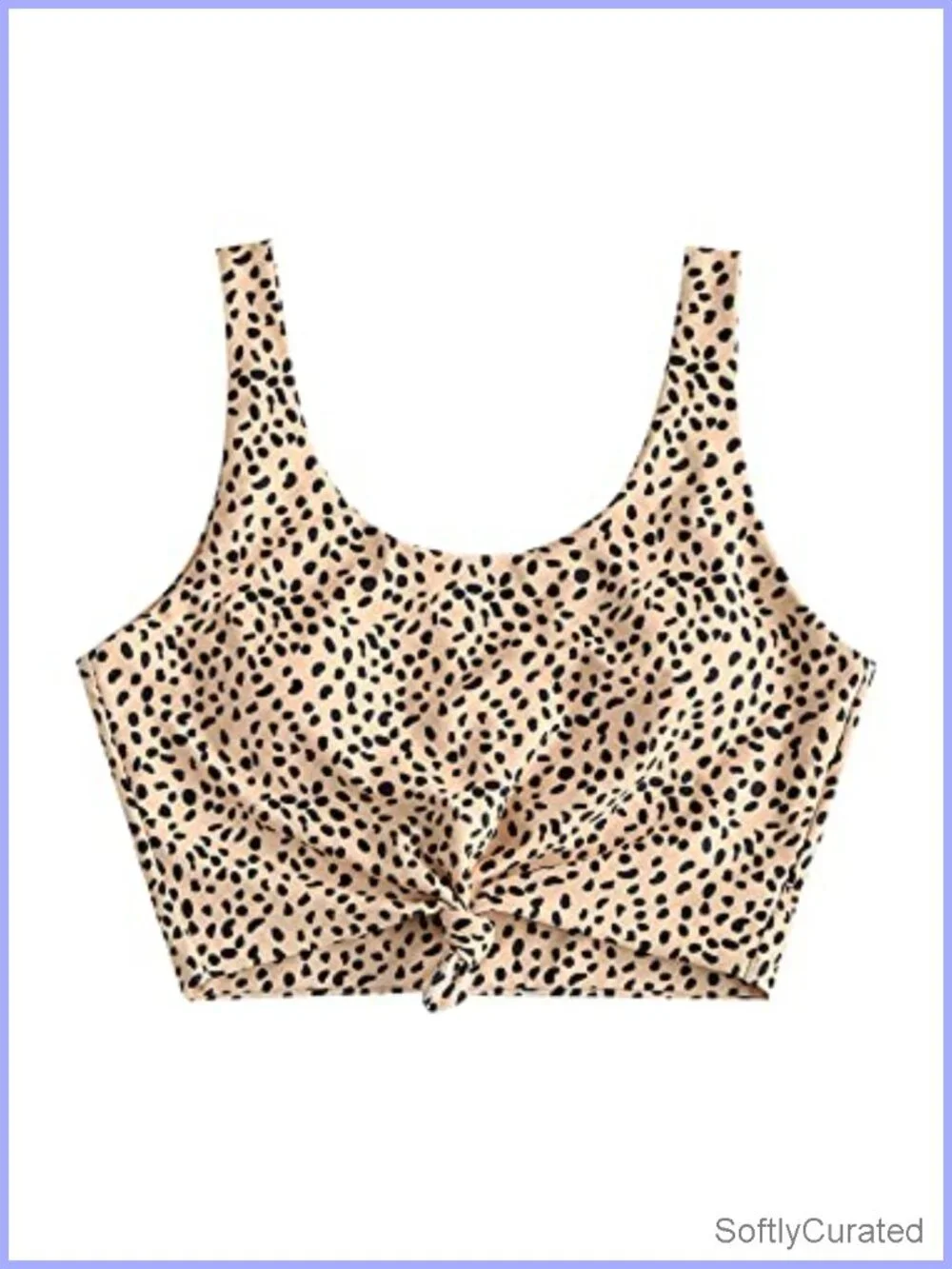 Front Knot Bikini Crop Top Tankini Scoop Neck Padded Bathing Suit Top